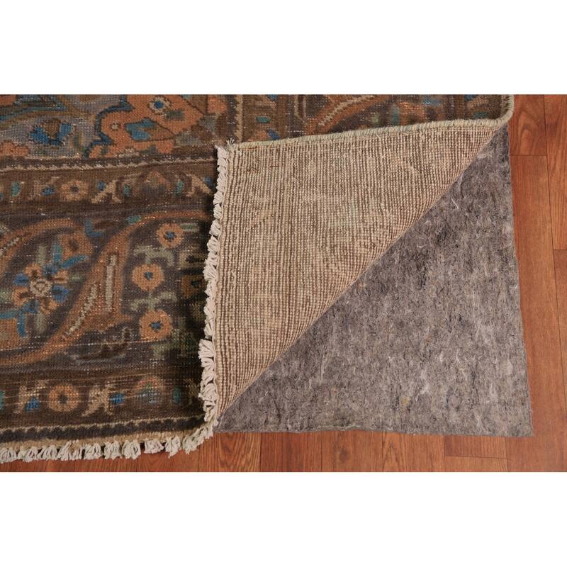 Orange Medallion Tabriz Persian Area Rug Hand-Knotted Wool Carpet - 9'7"x 12'10"