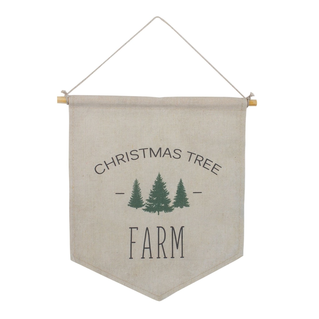 Set of 2 Christmas Tree Farm Wall Banners 11.75"