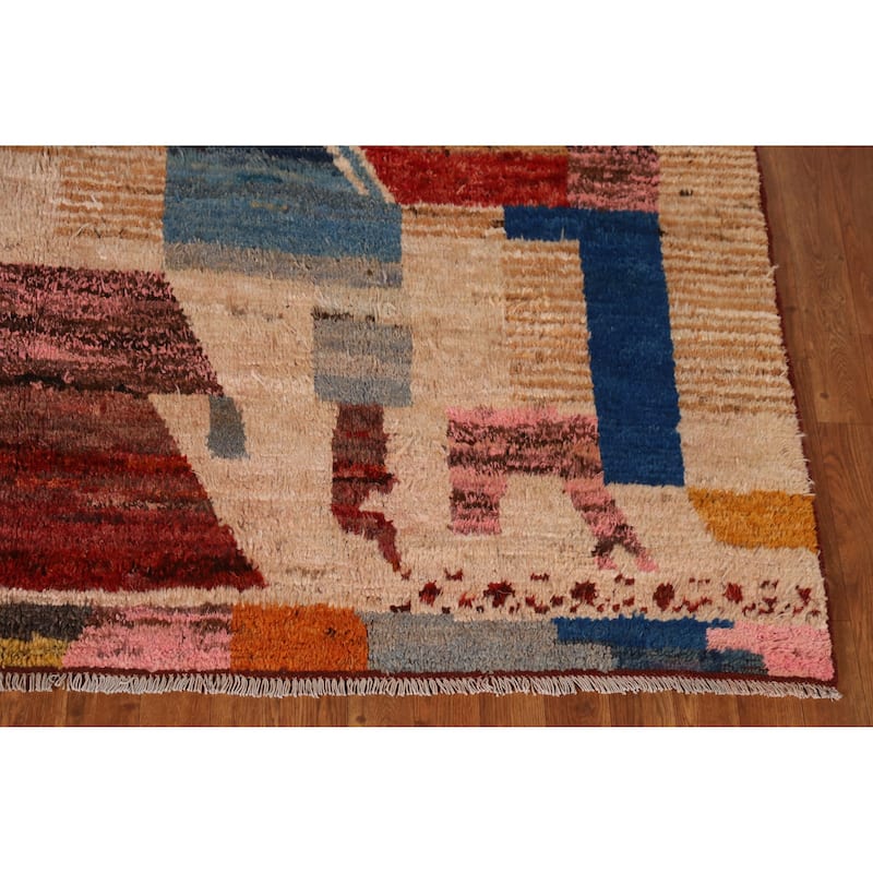 Geometric Moroccan Oriental Area Rug Handmade Modern Wool Carpet - 6'8" x 9'8"