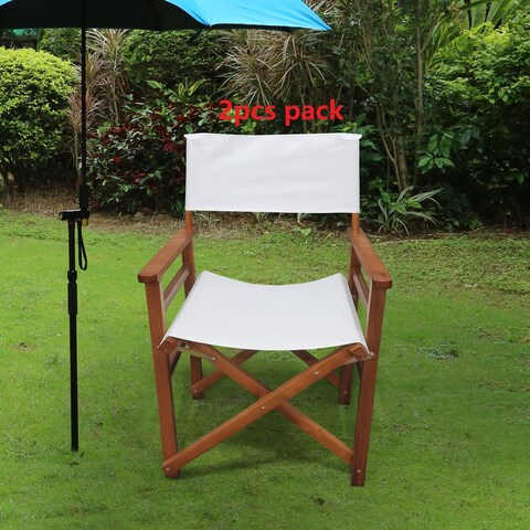 Folding Chair Wooden Director Chair White