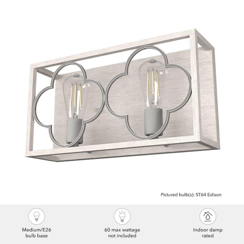 Hunter Gablecrest 2-Light Bathroom Vanity Wall Light - Modern Farmhouse, French Country, Distressed - Damp Rated!