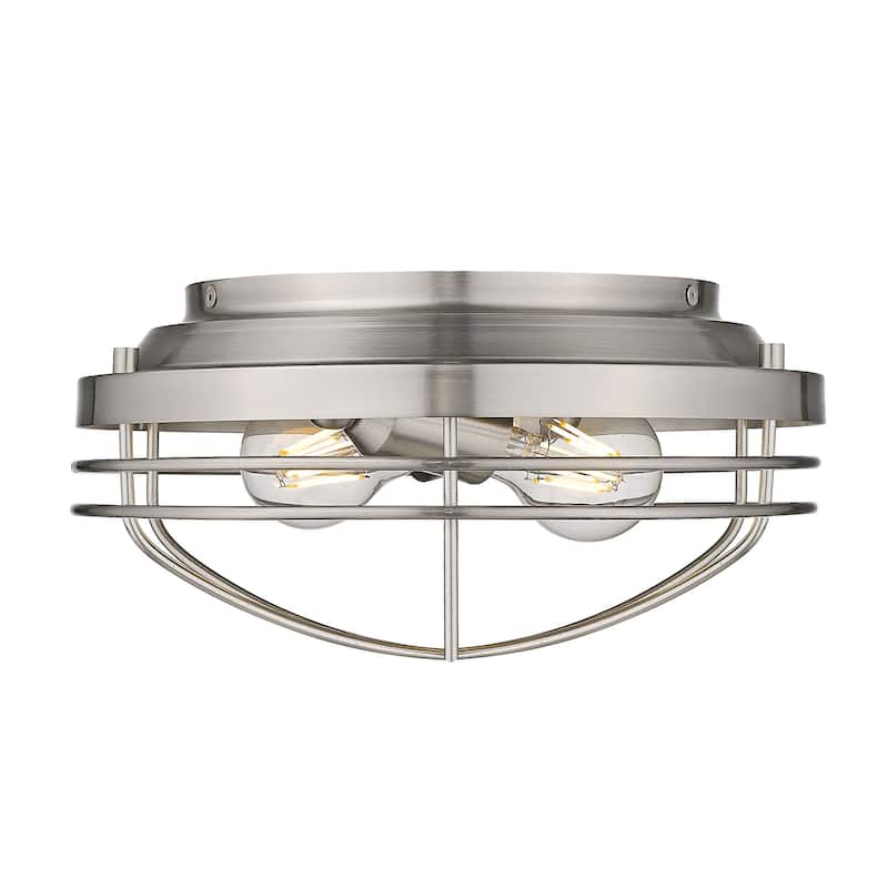 Golden Lighting Seaport 2-light Flush Mount in Pewter - 12 Dia x 6 H