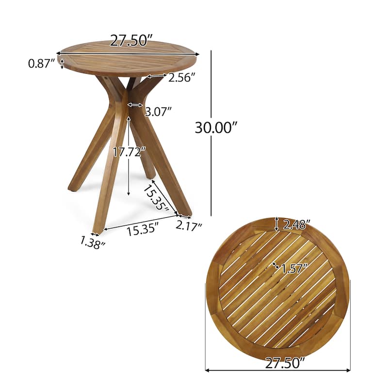 Stamford Outdoor 3 Piece Acacia Wood Bistro Set by Christopher Knight Home