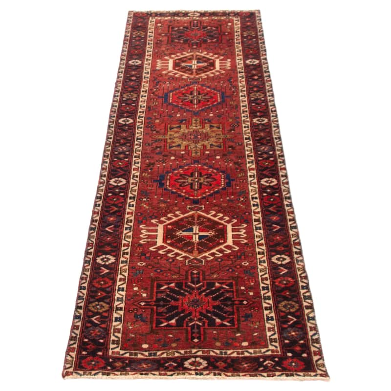 ECARPETGALLERY Hand-knotted Sarabi Dark Red Wool Rug - 2'10 x 10'4