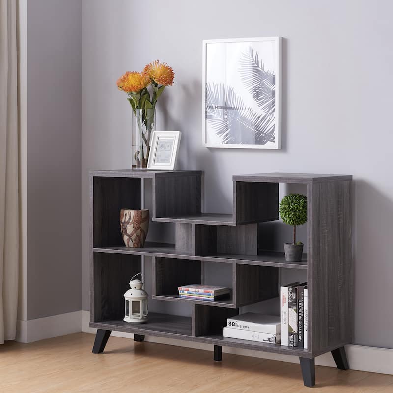Austy Modern 47-inch 6-Shelf Console Table by Furniture of America - Distressed Grey