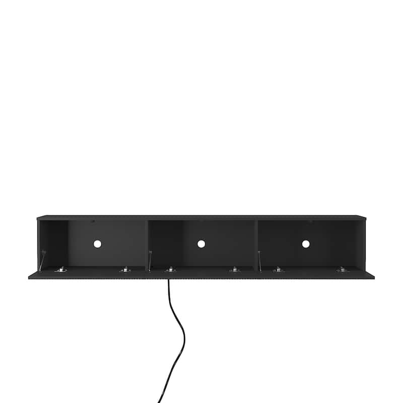 Floating TV Stand Wall Mounted with 16 Color LEDs, 69" Modern TV Stand, Floating TV Cabinet Entertainment Center