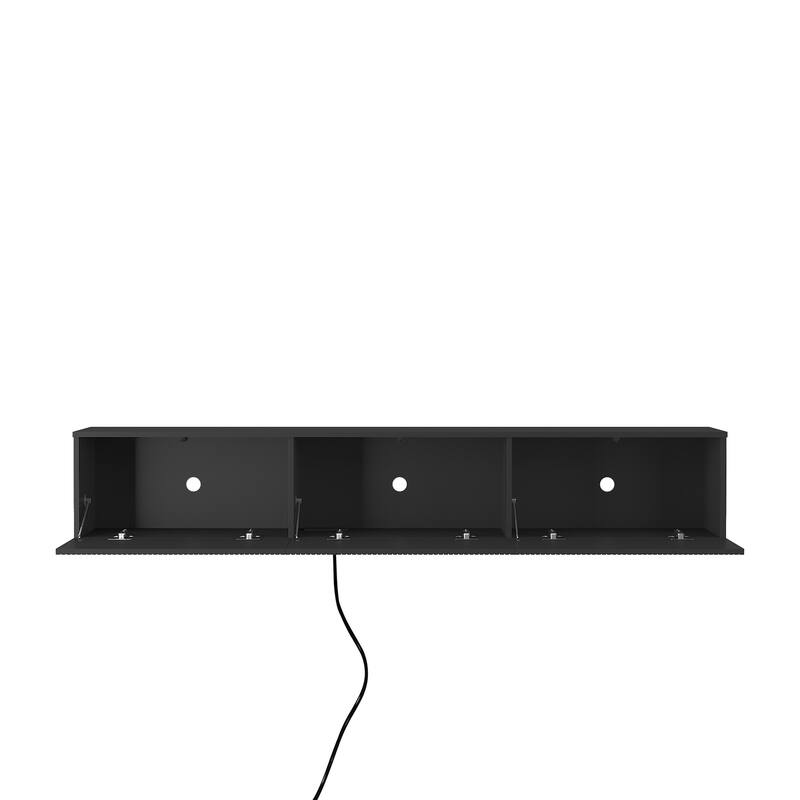 Modern Wall Mounted LED TV Stand with Power Outlet, , Floating Media Cabinet TV Console Entertainment Center for 65" TV