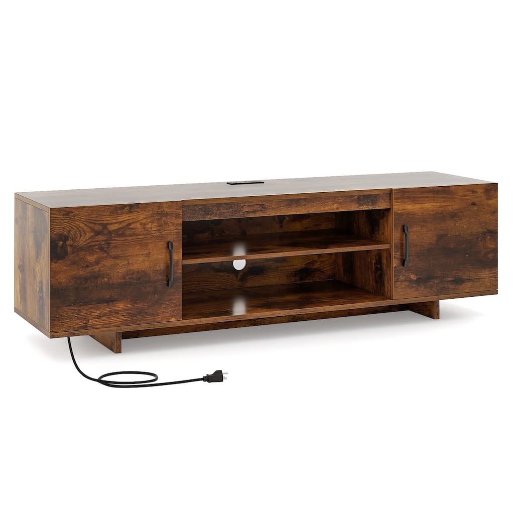 Modern TV Stand with USB Ports and Cable Holes for 65 Inch TVs - 60" x 15.5" x 17.5"