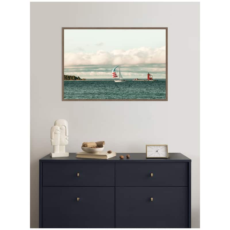 Kate and Laurel Sail 6869 by Alicia Bock Framed Canvas Wall Art Print