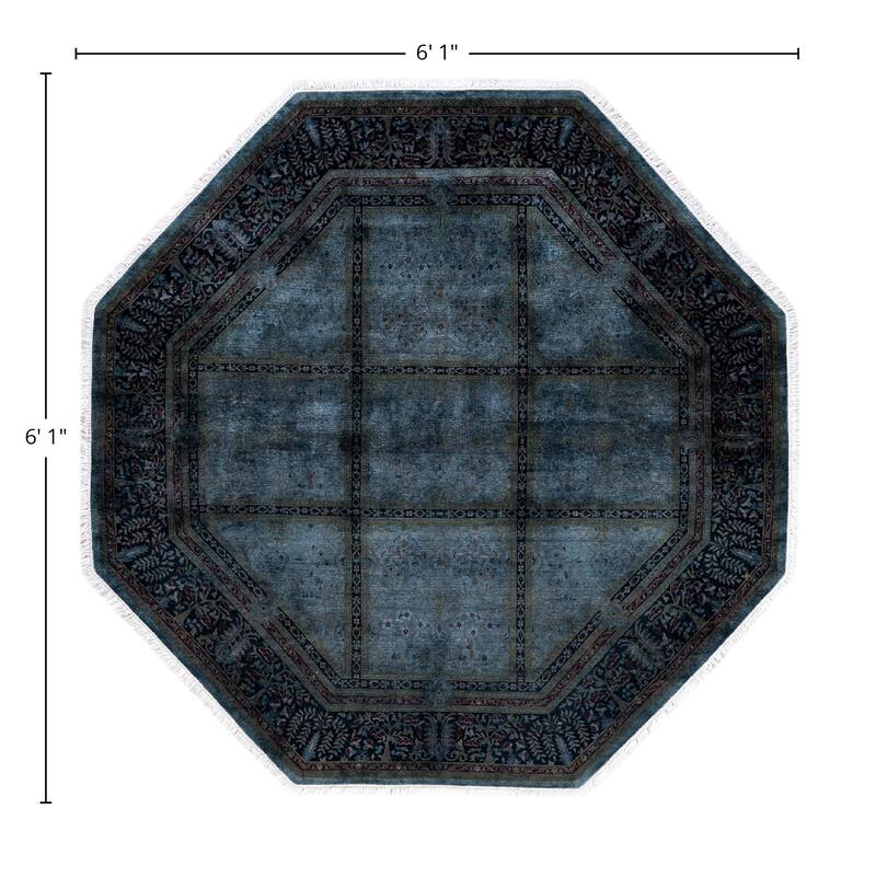 Fine Vibrance One-of-a-Kind Hand-Knotted Area Rug - Gray, 6' 1" x 6' 1" - 6' 1" x 6' 1"