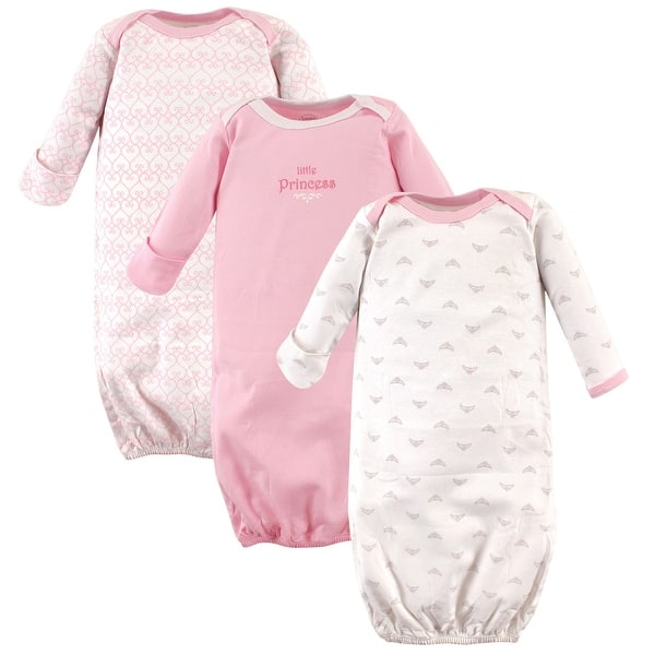 slide 1 of 1, Luvable Friends Baby Girl Cotton Gowns, Tiara 0-6 Months - Tiara