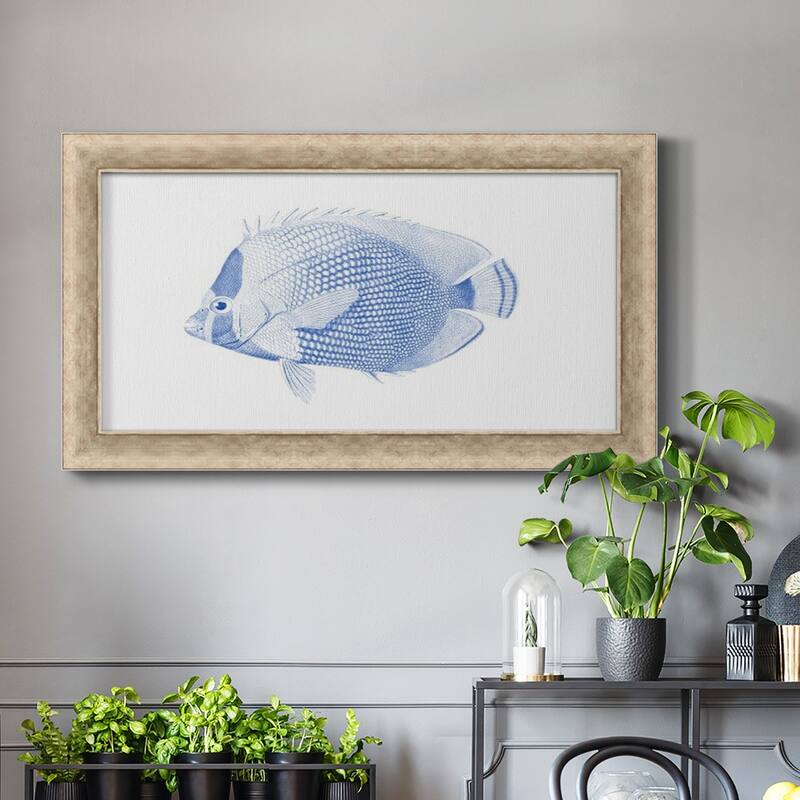 Blue & White Tropical Fish VI Premium Framed Canvas- Ready to Hang