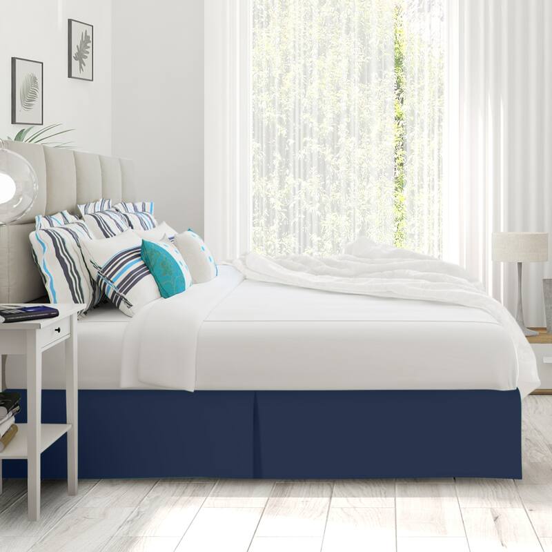 Clara Clark Pleated Bed Skirt-14 inch Tailored Drop - Soft Double Brushed Premium Microfiber Ruffle Bed Skirt - Includes 8 Pins