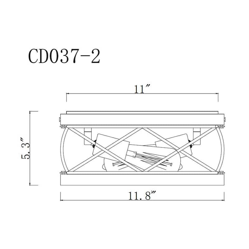 Mico 12 Inch Industrial Flush Mount 2-Light