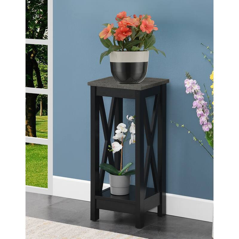 Convenience Concepts Oxford 2 Tier Plant Stand - Cement/Black