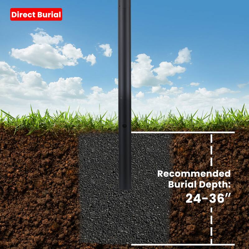 C Cattleya 84" Matte Black Aluminum Outdoor Pole, Direct Burial for Post Lamp Head