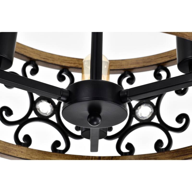 Tase 18 Inch Matte BLack Mid-Modern Semi Flush Mount 3-Light