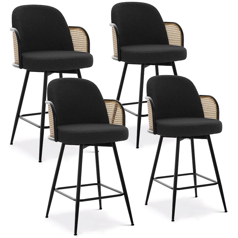 26" Swivel Boucle Fabric Upholstered Bar Stool - 38.2"H x 21.5"W x 23.2"D