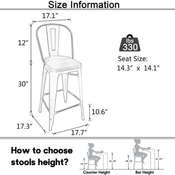 dimension image slide 3 of 9, Andeworld farmhouse bar stools ,counter height bar stools set of 4 - Set of 4