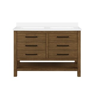 OVE Decors Chase Open Shelf 48 in. Vanity in Rustic Oak and White Countertop