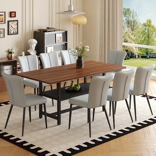 Table And Chair Set 71 Inch Long Fashionable Walnut Grain Dining Table ...