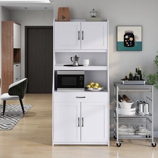 Pantry Cabinet Kitchen Buffet with Open Shelf - On Sale - Overstock ...