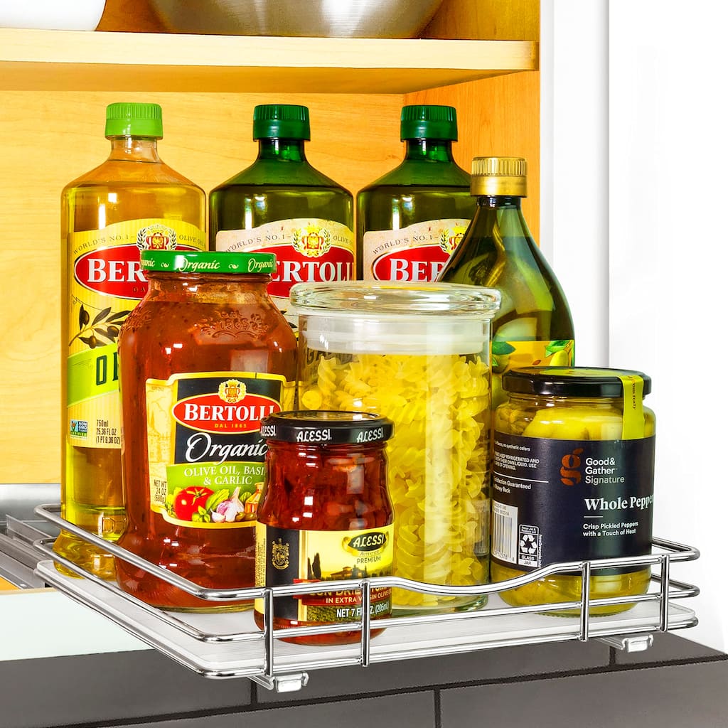 ® Pull Out Spice Rack Organizer for Cabinet - 10-1/4 inch Wide - Slide Out Rack - Sliding Spice Organizer Shelf - Chrome