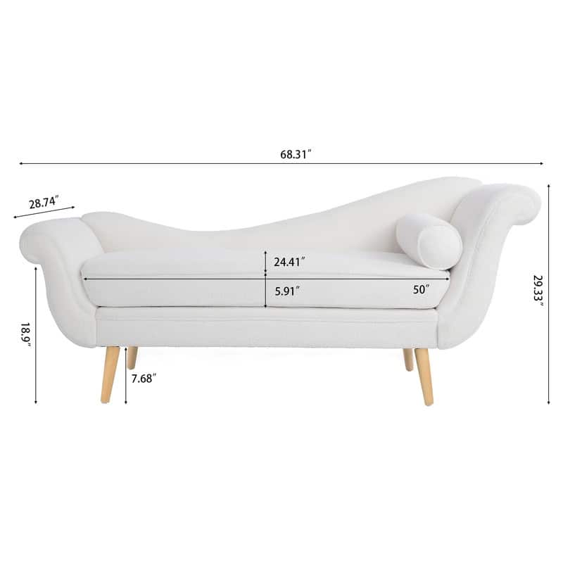 68'' Chaise Lounge Indoor, Chaise Lounge Chair with Scroll Arms and Toss Pillow