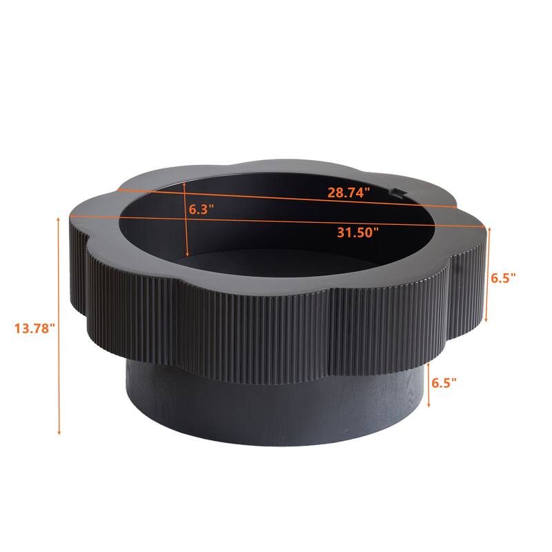31.50" Modern Flower Shaped Coffee Table Center Table with Storage, Black Side Table End Table Sofa Table