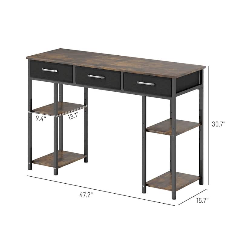 Steel Computer Desk with Drawers and Adjustable Shelves