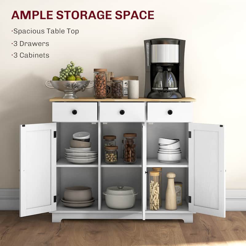 Modern Kitchen Storage Cabinet with 3 Drawers and Adjustable Shelf