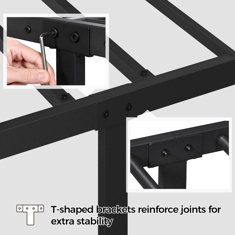Yaheetech Metal Bed Frame with Diamond Pattern Headboard
