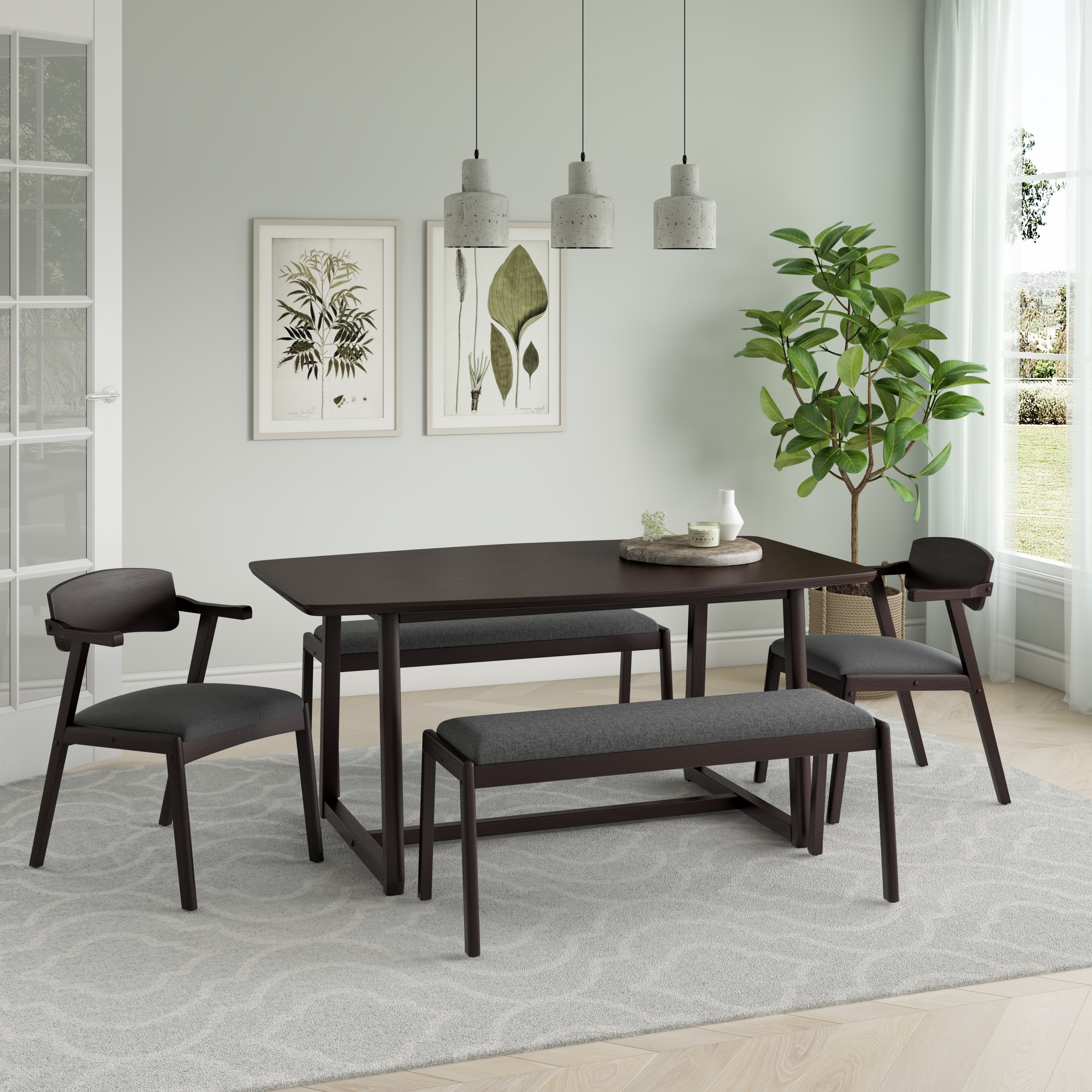 Carson carrington comiskey espresso finish arm dining bench with back hotsell