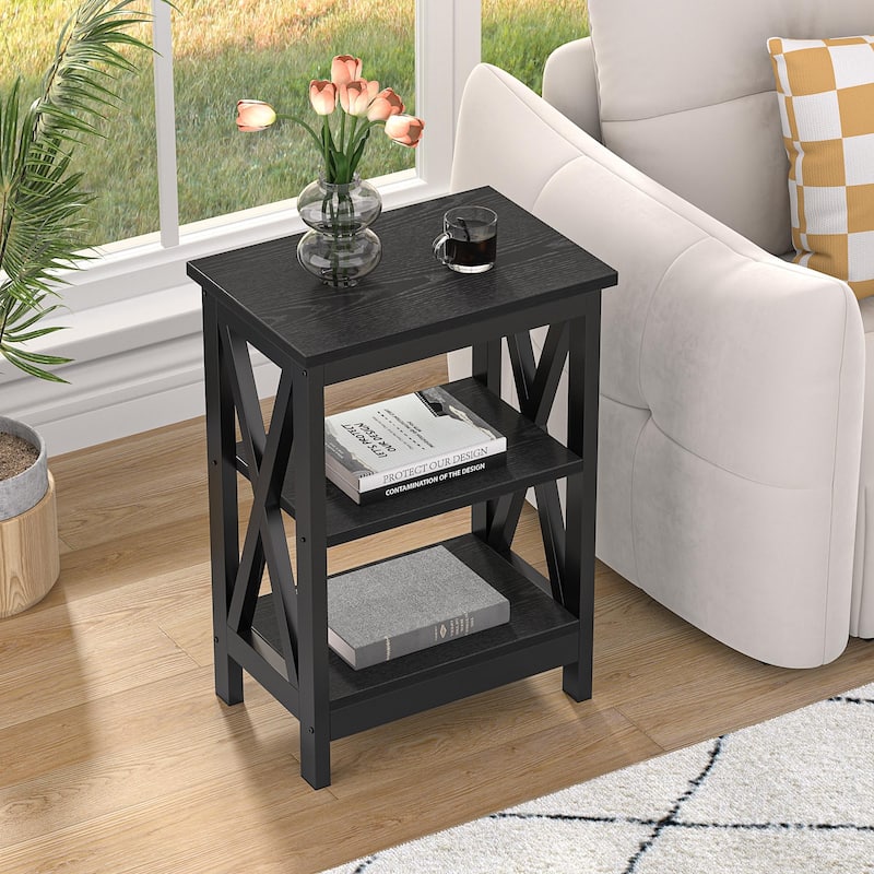 Modern Nightstand with 3-Tier Storage Shelves