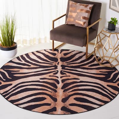 SAFAVIEH Faux Hide Machine Washable Slip Resistant Neelie Rustic Tiger Print Rug
