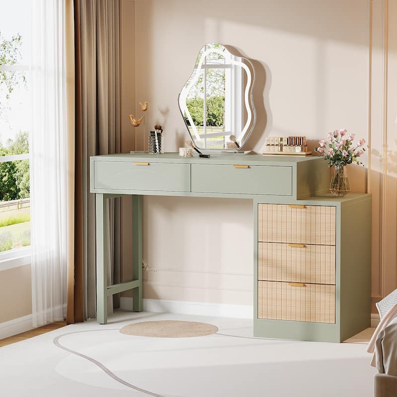 51-Inch Modern Makeup Vanity Desk with Reversible Drawer Cabinet