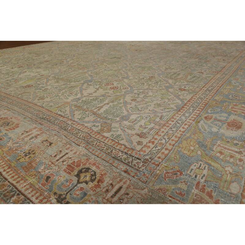 Hand Knotted Oriental 100% Wool Carpet Traditional All-Over Brown Bakhtiari Area Rug - 16' 2'' X 12' 2''