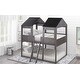 preview thumbnail 21 of 37, Full Over Full House Bunk Bed with Roof, Windows, Guardrails & Ladder