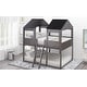 preview thumbnail 5 of 16, Semi-enclosed Play Place Full Over Full WoodBunk Bed with Guardrail, Ladder,Roof, Window