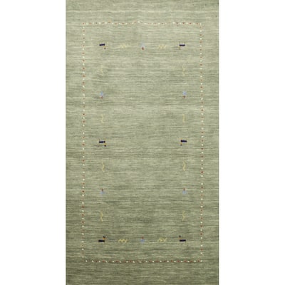 Hand Knotted Oriental 100% Wool Carpet Tribal Animal Pictorial Green Gabbeh Area Rug - 4' 11'' X 3' 0''
