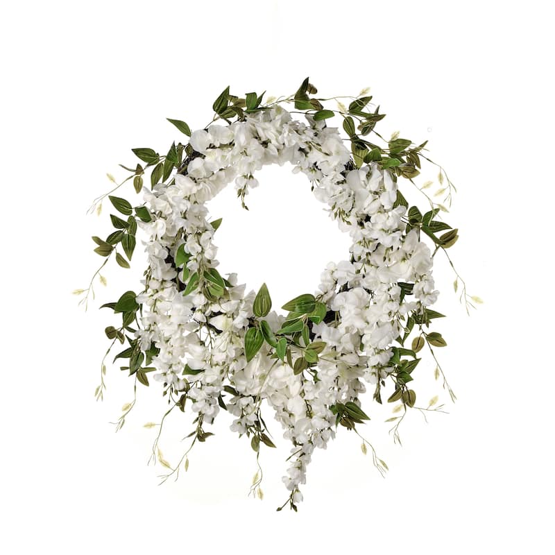 Wisteria And Natural Touch Tradescantia Wreath 22"