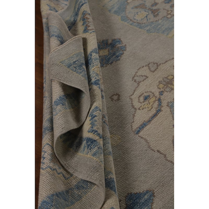 Hand Knotted Oriental 100% Wool Carpet Transitional All-Over Beige & Ivories Oushak Area Rug - 10' 9'' X 8' 5''