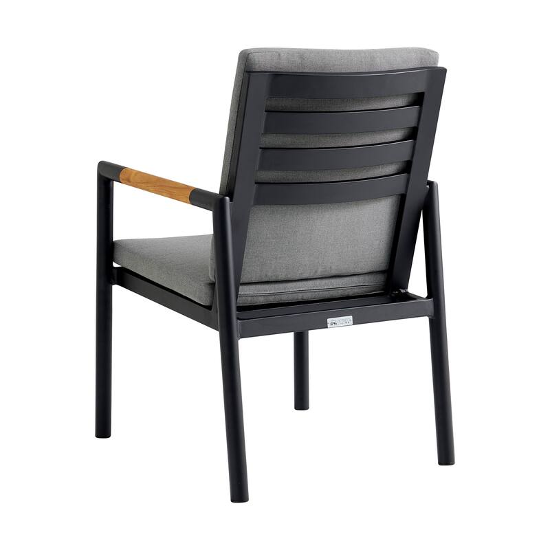 Crown 5 Piece Aluminum and Teak Outdoor Dining Set with Grey Fabric