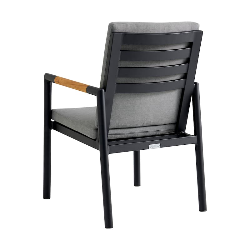 Royal Black Aluminum & Teak 7-Piece Outdoor Dining Set