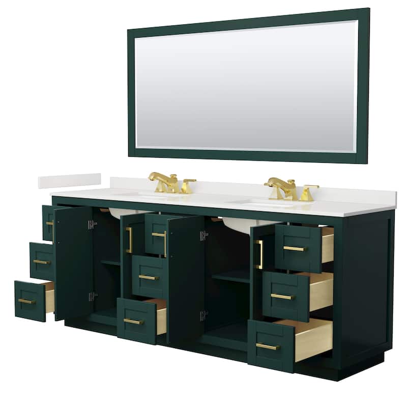 Miranda 84-inch Double Vanity, Quartz Top, 70-inch Mirror