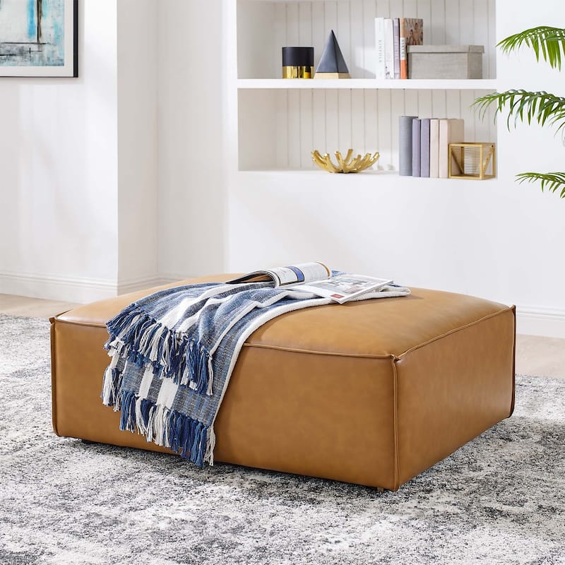 Restore Vegan Leather Ottoman - Tan