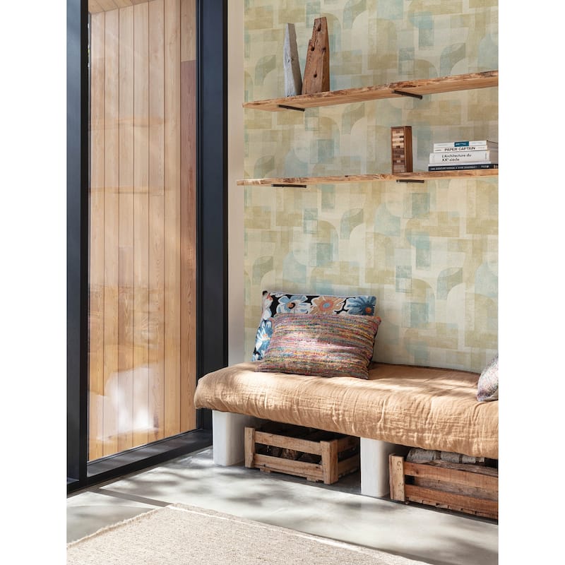 Chesapeake Cassandra Teal Block Geometric Wallpaper