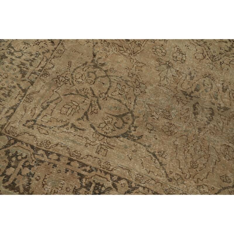Hand Knotted Oriental 100% Wool Carpet Traditional Floral Brown Heriz Area Rug - 12' 1'' X 8' 5''
