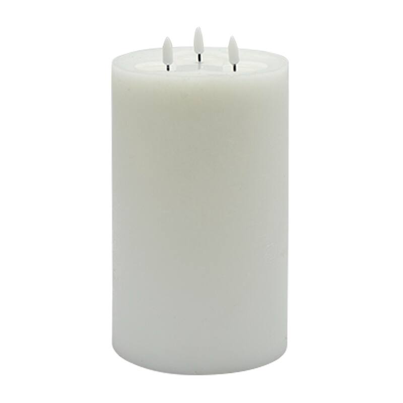 Large LED Lighted 3 Wicked Flameless Pillar Candle - 9.75" - White