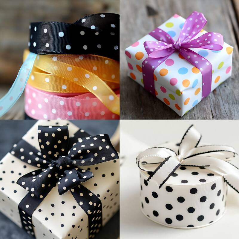 Grosgrain Ribbons with Dots Ribbon Bow Decoration
